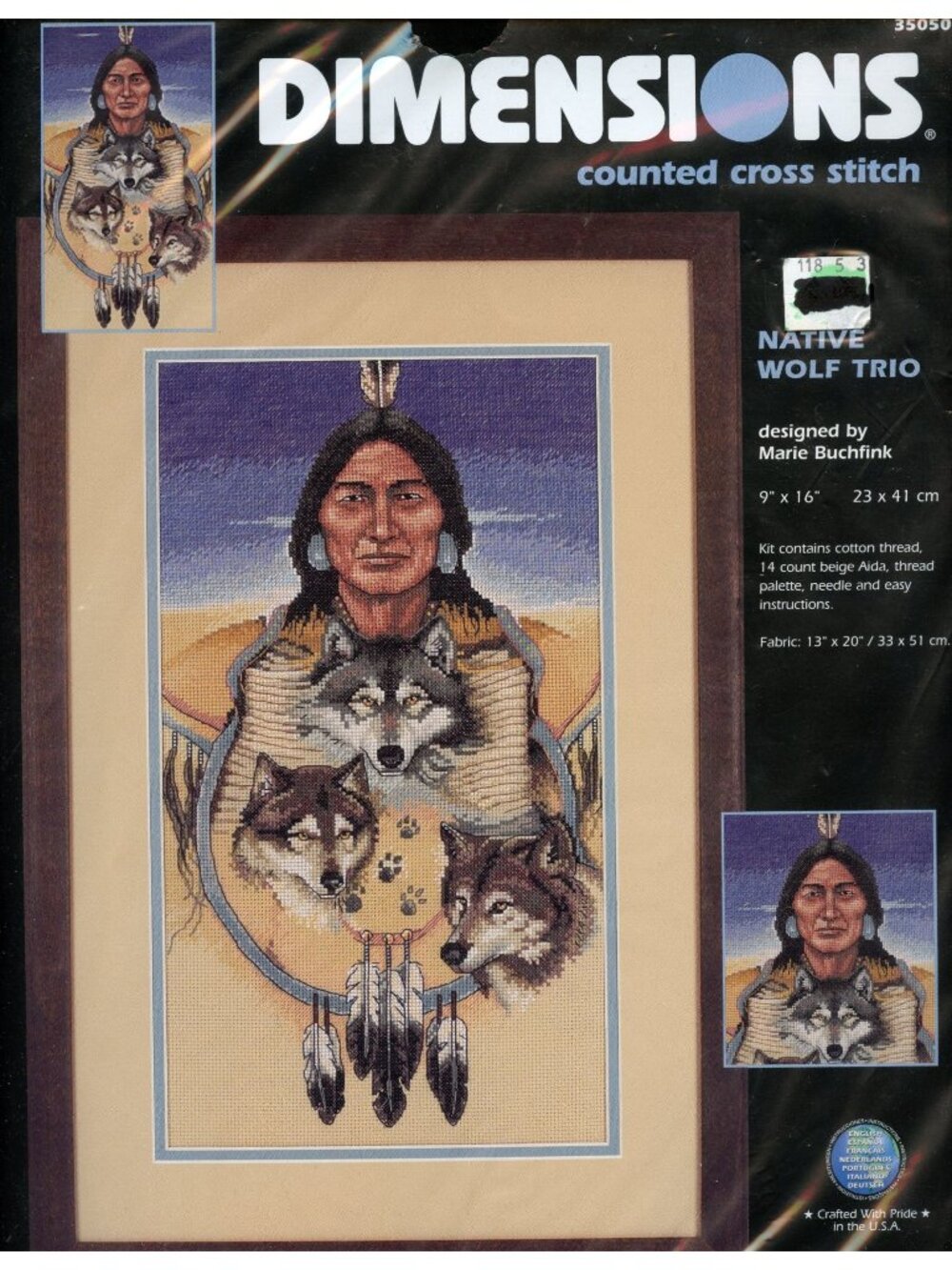 Dimensions Native Wolf Trio Counted Cross Stitch Kit #35050 9" x 16" Complete